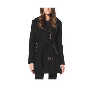 New Michael Kors asymmetrical wool blend coat